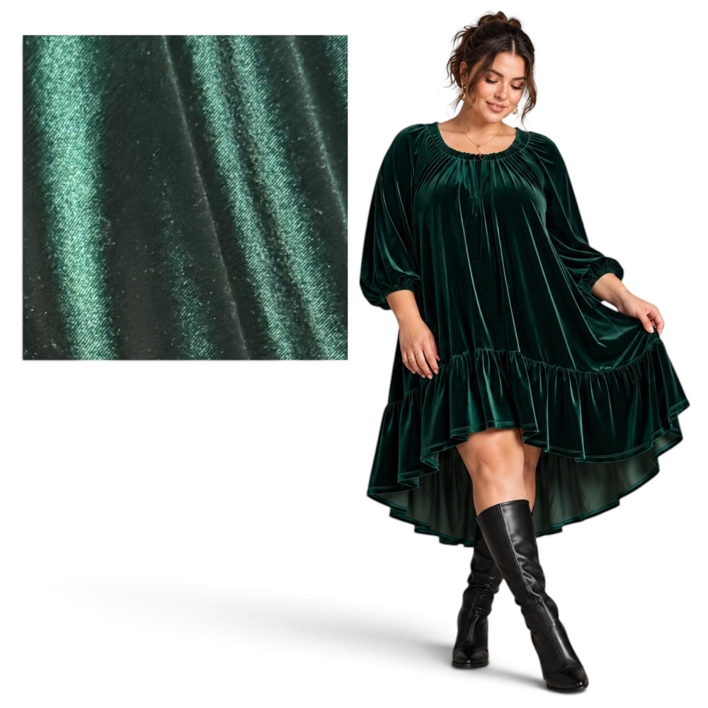 Draper James RSVP Green Velvet Dress 2X Bow Back Ruffle Whimsigoth Holiday